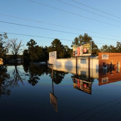 From Oct. 12, 2016: Flood waters remained high in areas impacted by Hurricane Matthew, such as Lumberton. Photo by Jocelyn Augusitno/FEMA.