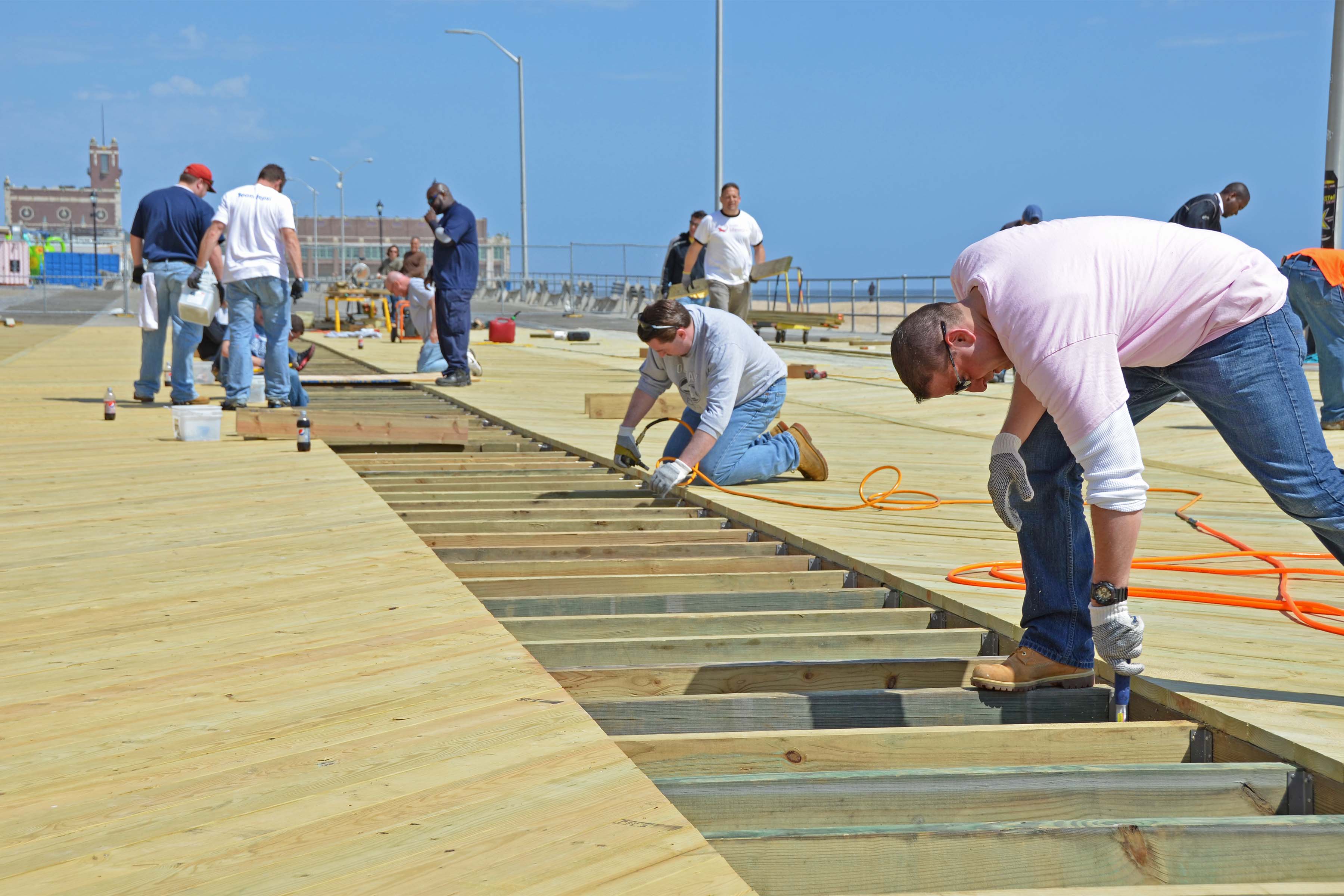 Volunteers Work on Boardwalk in Asbury Park