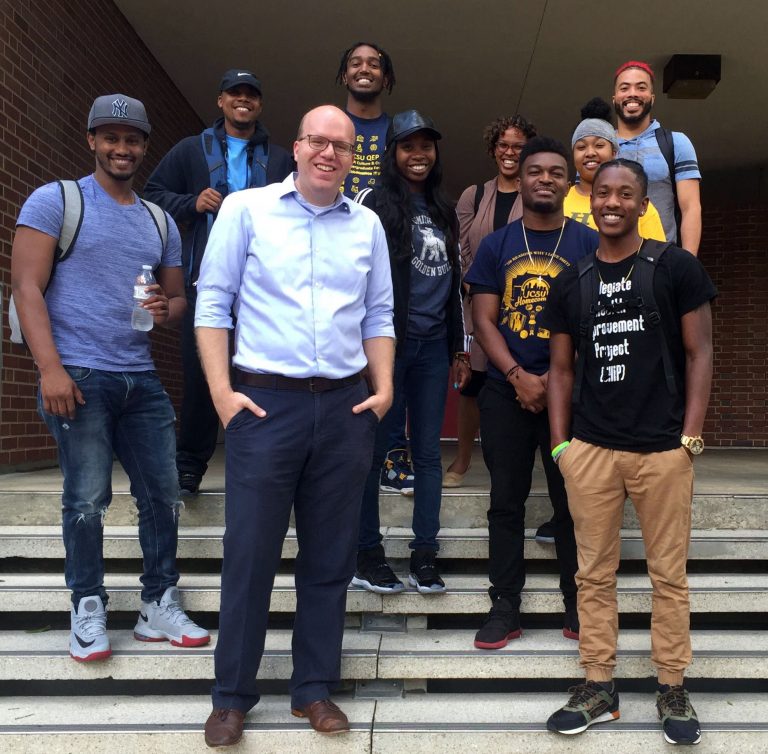 Johnson C. Smith students spent a day learning from PI Dr. Casey Dietrich (foreground, left) at North Carolina State University in 2017.