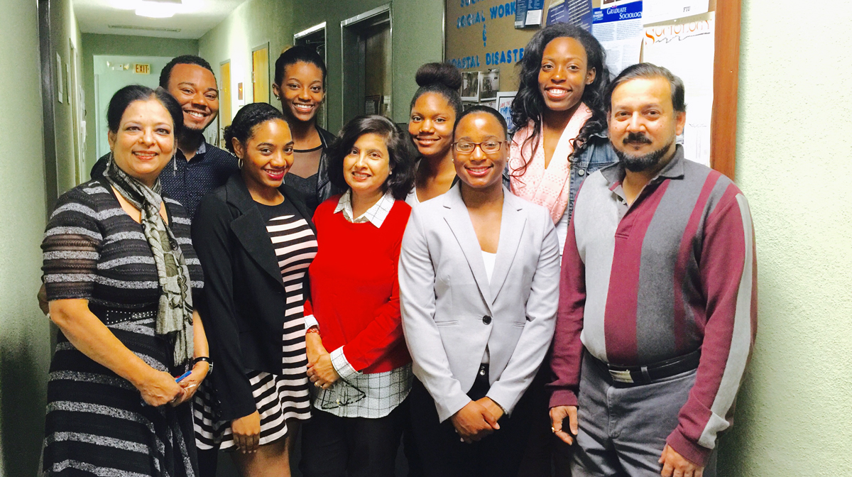 Dr. Meherun Laiju (front row, third from left) with Tougaloo College faculty and students in the Disaster and Coastal Studies minor.