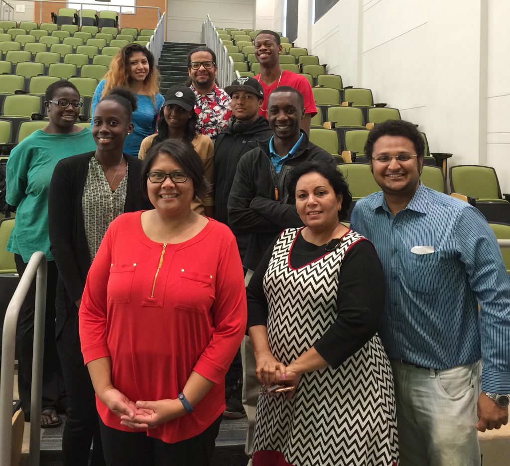 Dr. Wie Yusuf (in red, front row), a co-PI from a CRC research program at Old Dominion University, poses with Johnson C. Smith students who are part of PI Dr. Hang Chen's CRC education program after her RETALK presentation in 2016.