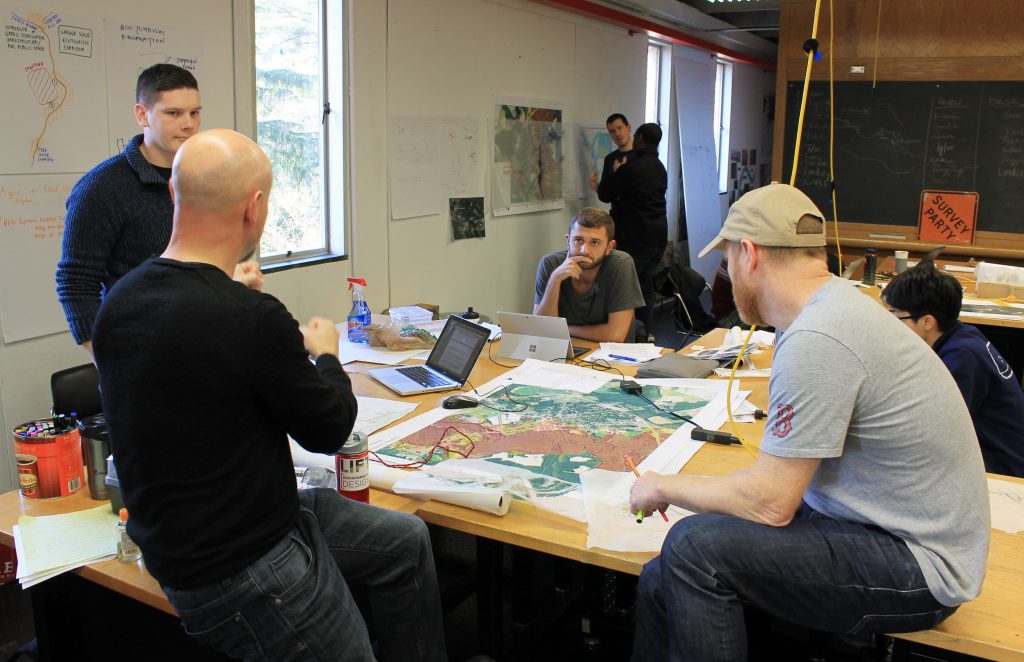 Students discuss designs during the competition phase of DesignWeek.
Photo by Travis Klondike, North Carolina State University